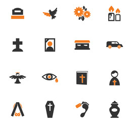Funeral service icons set
