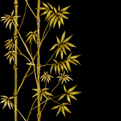 Fototapeta premium Bamboo Seamless Vertical Embroidery Border