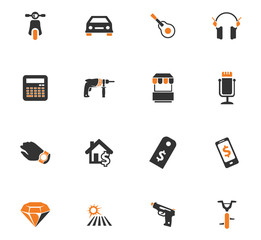 Pawnshop icons set
