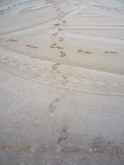 Fußabdrücke im Sandstrand