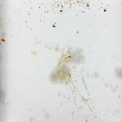 Dirty empty pizza box - top view