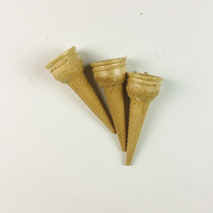 Ice cream cones on with background - top view