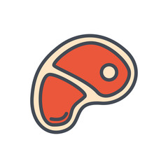 Meat Food colored icon roast beef