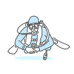 summer sports. scuba diving in variety poses. hand drawn. line drawing. vector illustration.