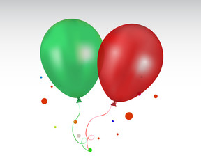 3d Realistic red and green Colorful Balloon. 3d Realistic Colorful Bunch of Birthday Balloons Flying for Party and Celebrations