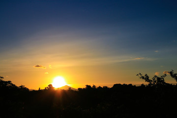 sunset beautiful in sky dark color and silhouette tree colorful landscape twilight time with copy space add text