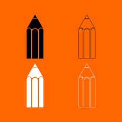 Pencil  black and white set icon .