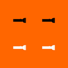 Flashlight  black and white set icon .