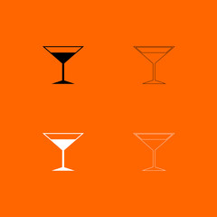 Martini glass  black and white set icon .