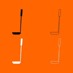 Soup ladle  black and white set icon .