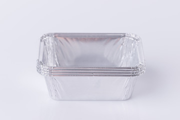 Aluminum foil tray on white