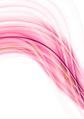 Curved pink wave is covered with intersecting transparent colored strips on a white background
