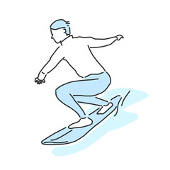 summer sports. surfing in variety poses. hand drawn. line drawing. vector illustration.