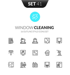 Outline black icons set in thin modern design style