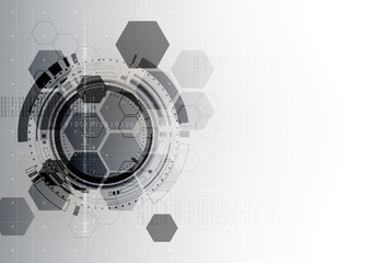 Obraz premium Technological communication digital modern hexagon circle interface abstract background vector