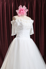 Wedding dress , bridal gown on puppet