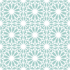 Vector seamless pattern. Stylish textile print with lacy design. Mint ethnic fabric background.
