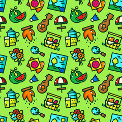 Fototapeta premium Picnic seamless pattern vector illustration