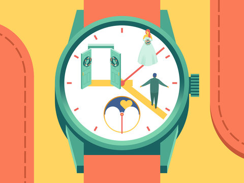 A bride and groom meeting in a watch