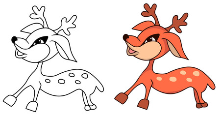 Deer  vector cartoon colored illustration sketch animal bambi spotted