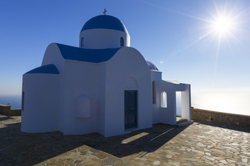 Fototapeta na wymiar Church above Nikia village on Nisyros island in Dodecanese island group, Greece. 