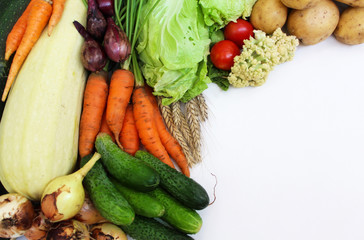 Fresh raw vegetables isolated on white background.