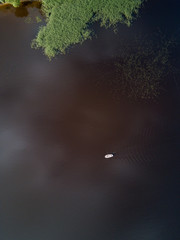 Aerial view of the lake with boat