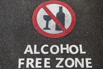 Sign, alcohol free zone