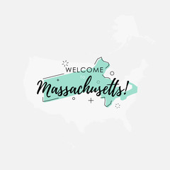 Naklejka na ściany i meble Welcome to Massachusetts state map