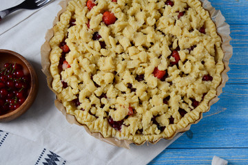 Pie with fresh berries, before baking.