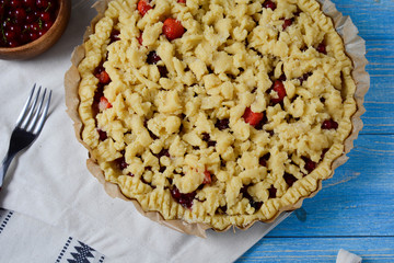 Pie with fresh berries, before baking.