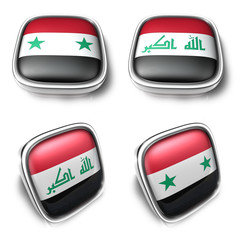3D Metalic syria and iraq  square flag Button Icon Design Series. 3D World Flag Button Icon Design Series.