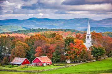 Papier Peint photo autocollant Automne Peacham, Vermont, USA town landscape during autumn.