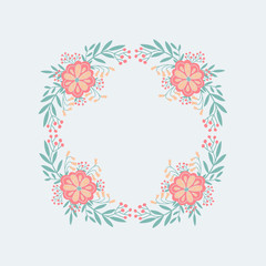 Vector wreath with hand drawn floral elements