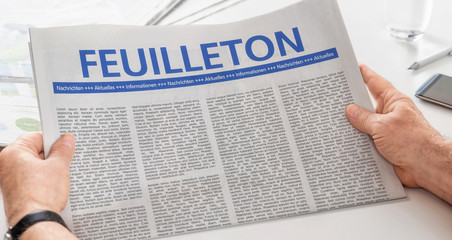 Mann liest Zeitung - Feuilleton - obrazy, fototapety, plakaty