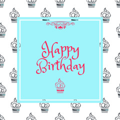 Birthday card in blue square