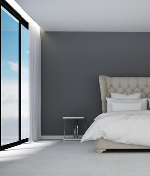 Ilustrace „3D rendering interiors design of modern bedroom and grey wall  pattern background “ ze služby Stock | Adobe Stock