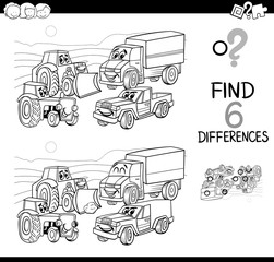 spot the difference with cars coloring book