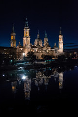 Naklejka premium Pilar Zaragoza Spain at night