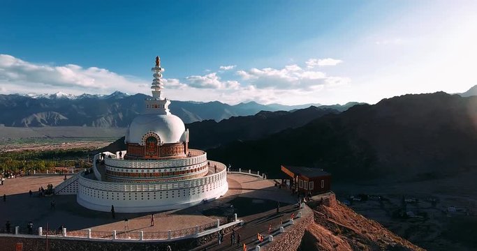 Shanti Stupa is a Buddhist white-domed stupa (chorten) on a hilltop in Chanspa, Leh district, Ladakh.