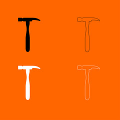 Hammer  black and white set icon .