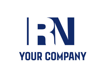 RN Negative Space Square Swoosh Letter Logo