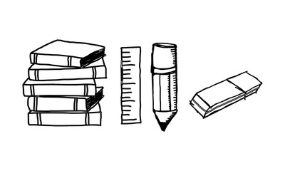 handdrawn school equipment