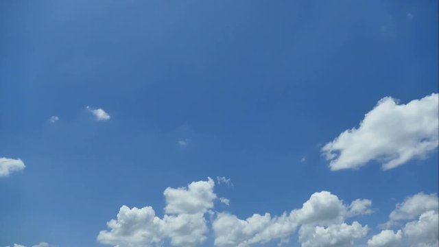 Time lapse white cloud moving on blue sky
