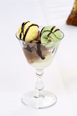 Multi flavor ice cream glass 