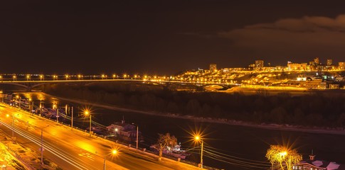 Fototapeta na wymiar Nizhny Novgorod, night panorama, winter