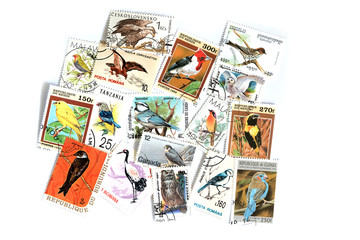 Fototapeta na wymiar A set of postage stamps printed from different countries.