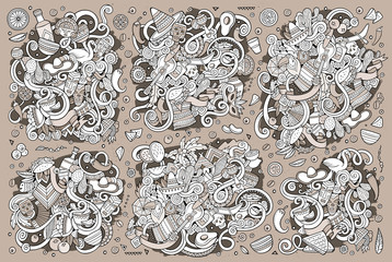 Sketchy vector hand drawn Doodle Latin American objects