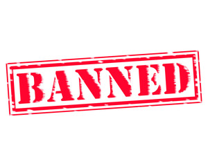 BANNED RED Stamp Text on white backgroud