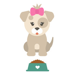 cartoon dog girl with a plate